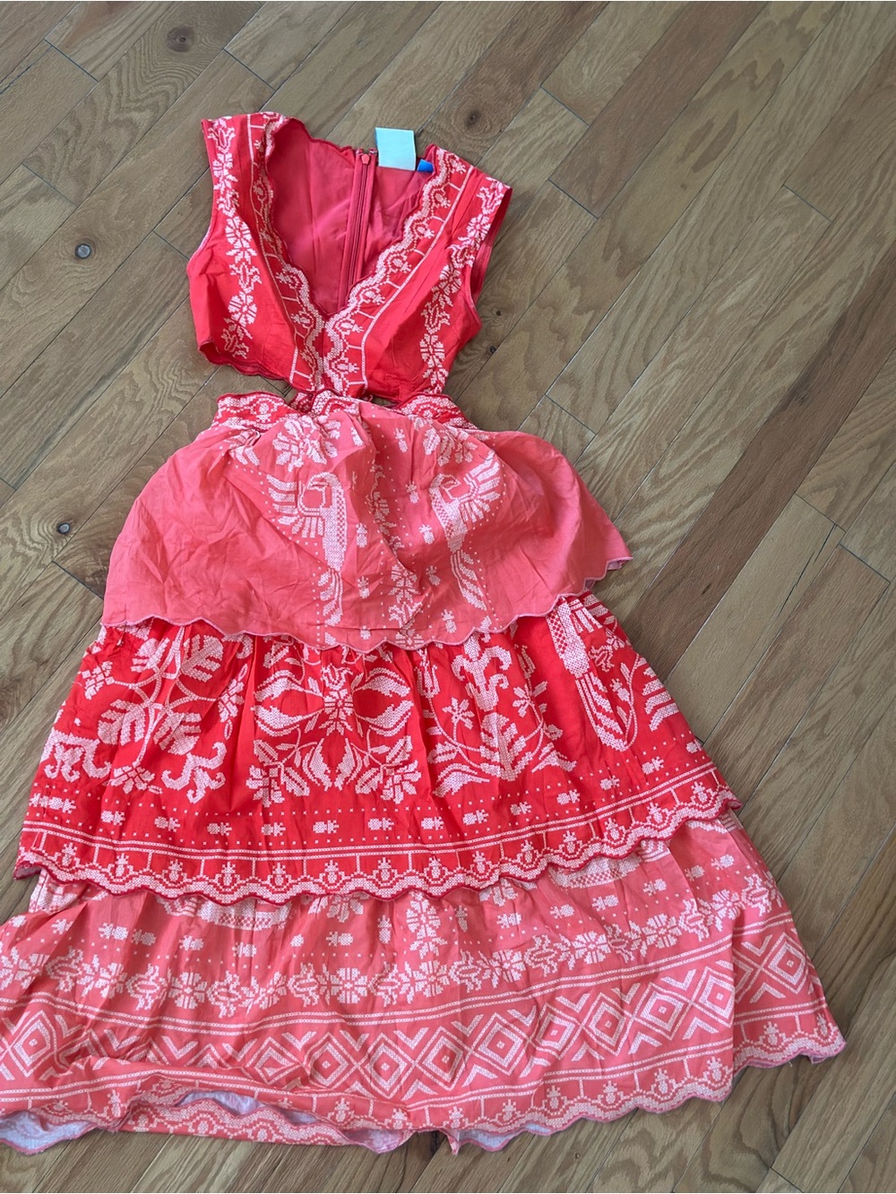 Farm Rio c Anthropologie Sleeveless Coral Maxi Dress - Picture 2 of 3